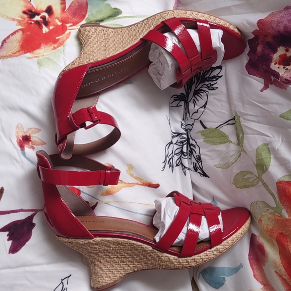 DONALD J PLINER ESPEDRILLE WEDGE SANDALS *🍅RED/NWOB - Picture 17 of 17